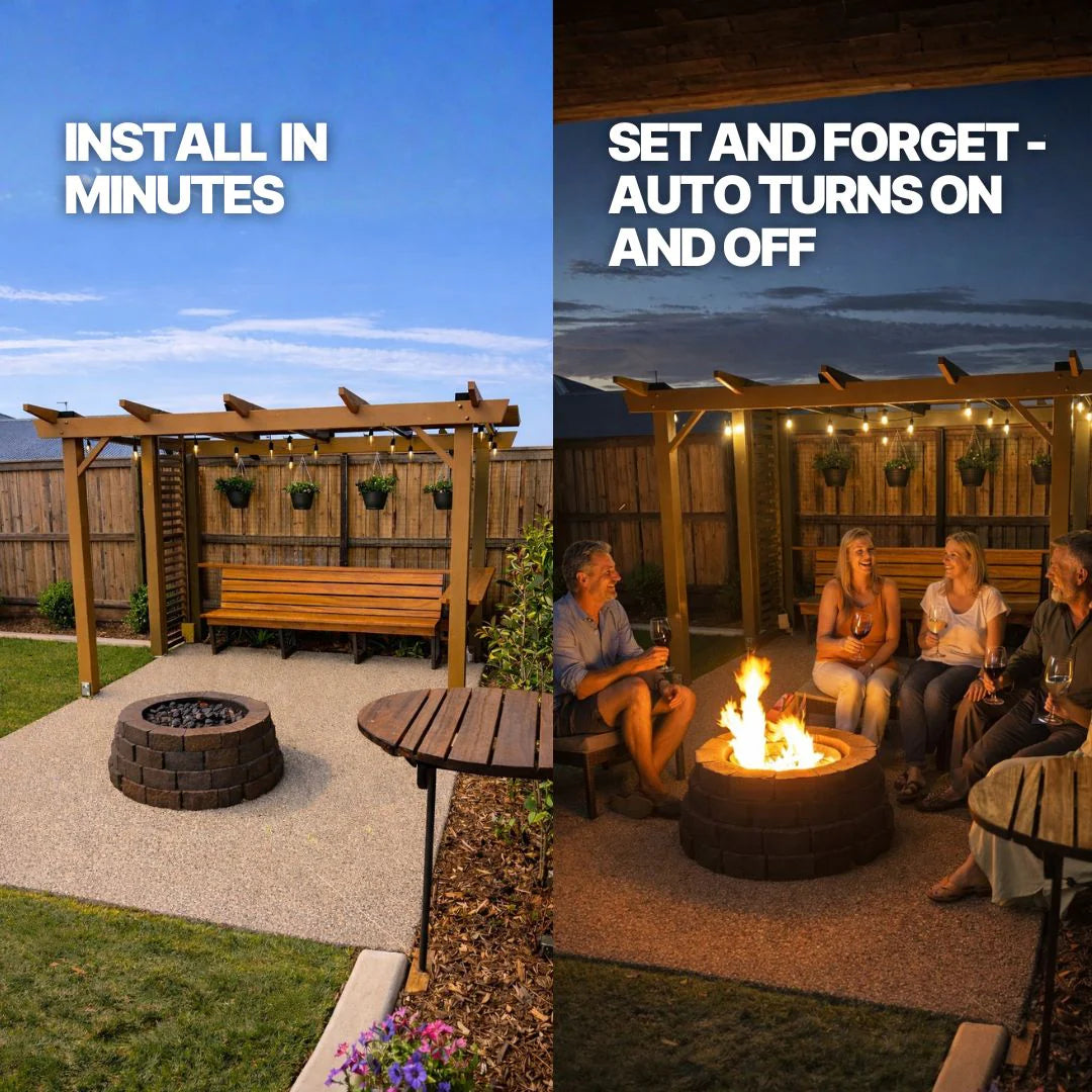 Solar Festoon String Lights Outdoor - Waterproof S14 Bulbs for Backyard & Patio (3 Year Warranty)