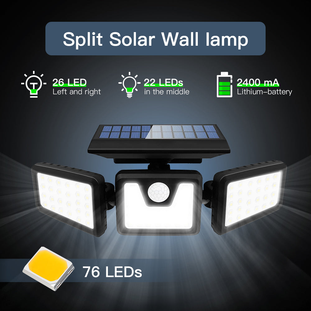 3-Head Solar Motion Light Solar Wall Lights LED Motion Light