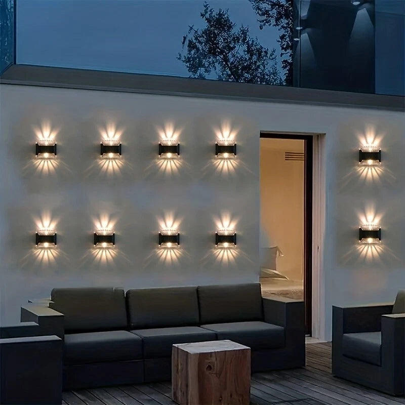 Solar Outdoor Wall Light - Waterproof Solar Fence and Wall Lighting, 4 Pieces Long Life LED Light for Garden, Patio, Fence, Landscaping