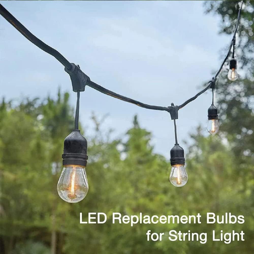 Solar Festoon String Lights Outdoor - Waterproof S14 Bulbs for Backyard & Patio (3 Year Warranty)