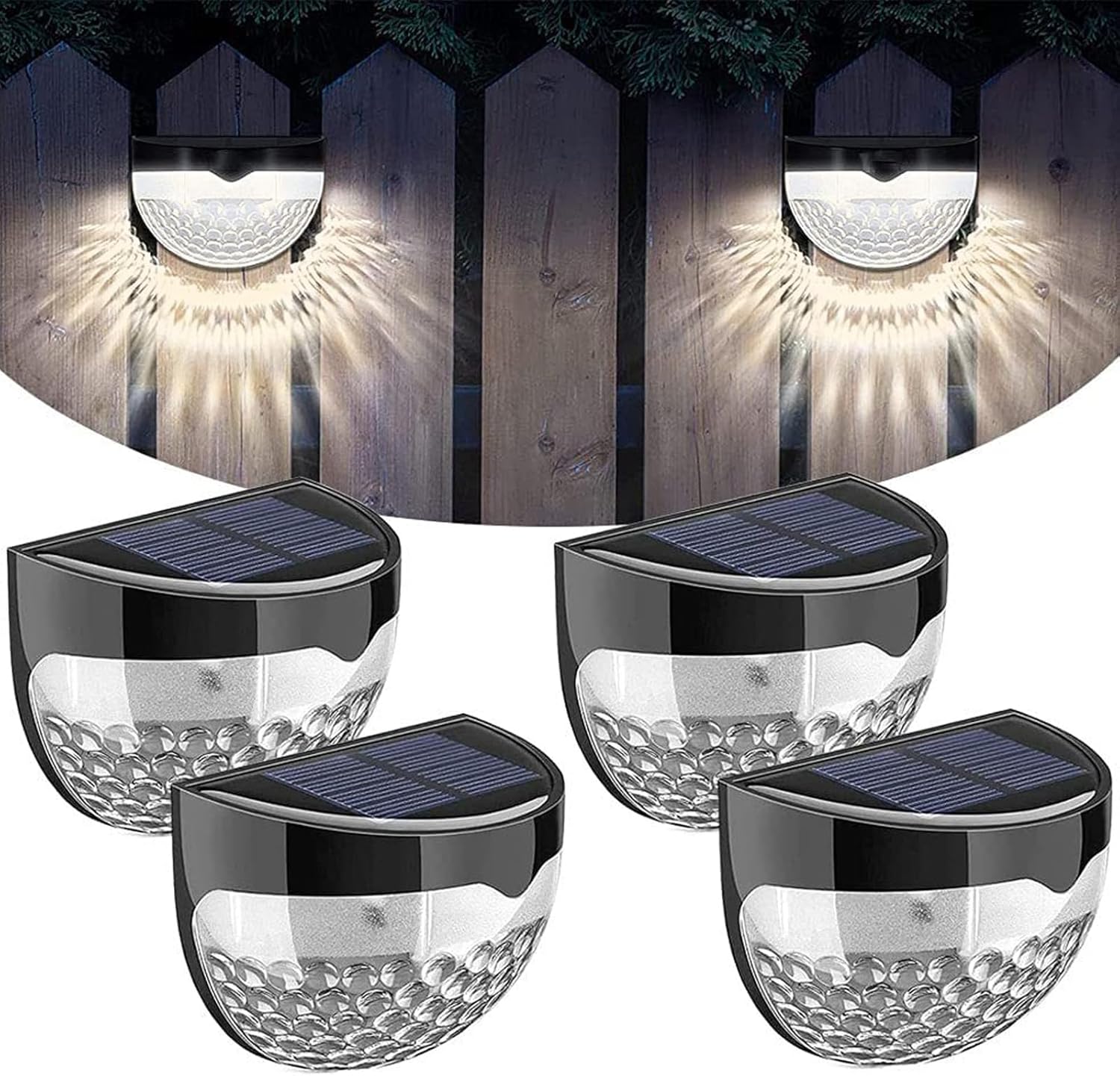 2/4/8PCS 6 LED Warm White  Solar Fence Lights Outdoor Wall Garden Patio Pathway Stairs Ste