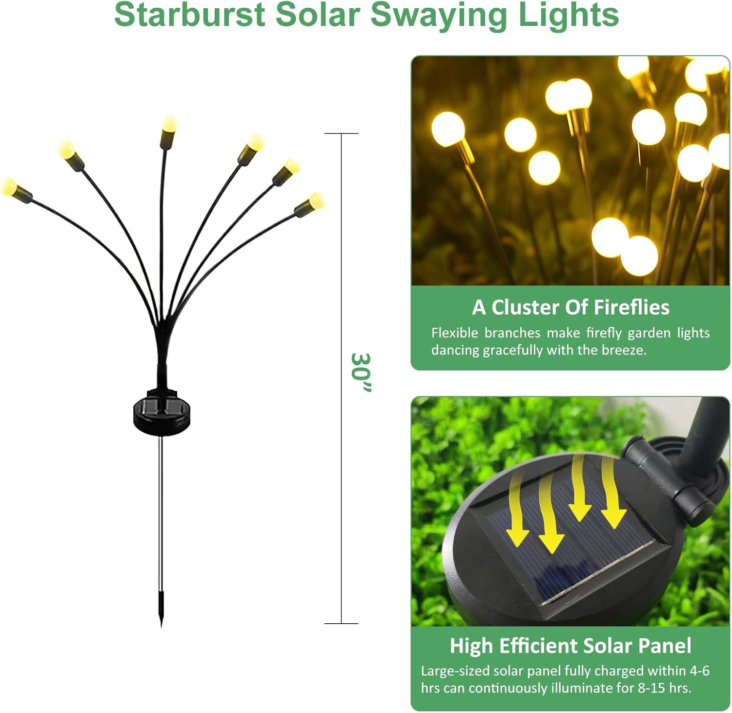 Solar Firefly Light Outdoor Garden Swaying LED Lamp Waterproof Landscape lawn
