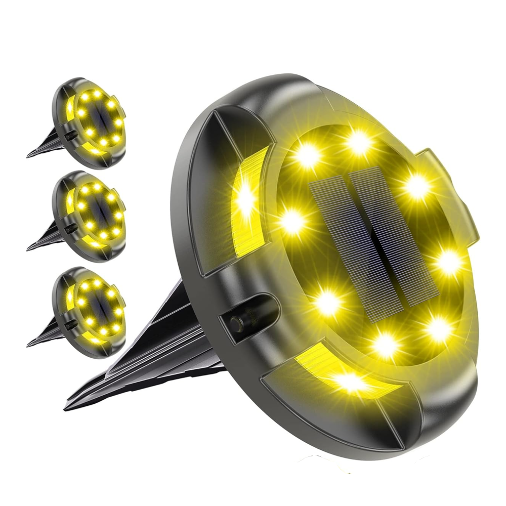 Solar LED Buried ground Recessed Solar Garden Lights for Patio, Yard, Driveway, Long Lasting White Light, Pathway/Step/Walkway Ground Lights (Warm White)