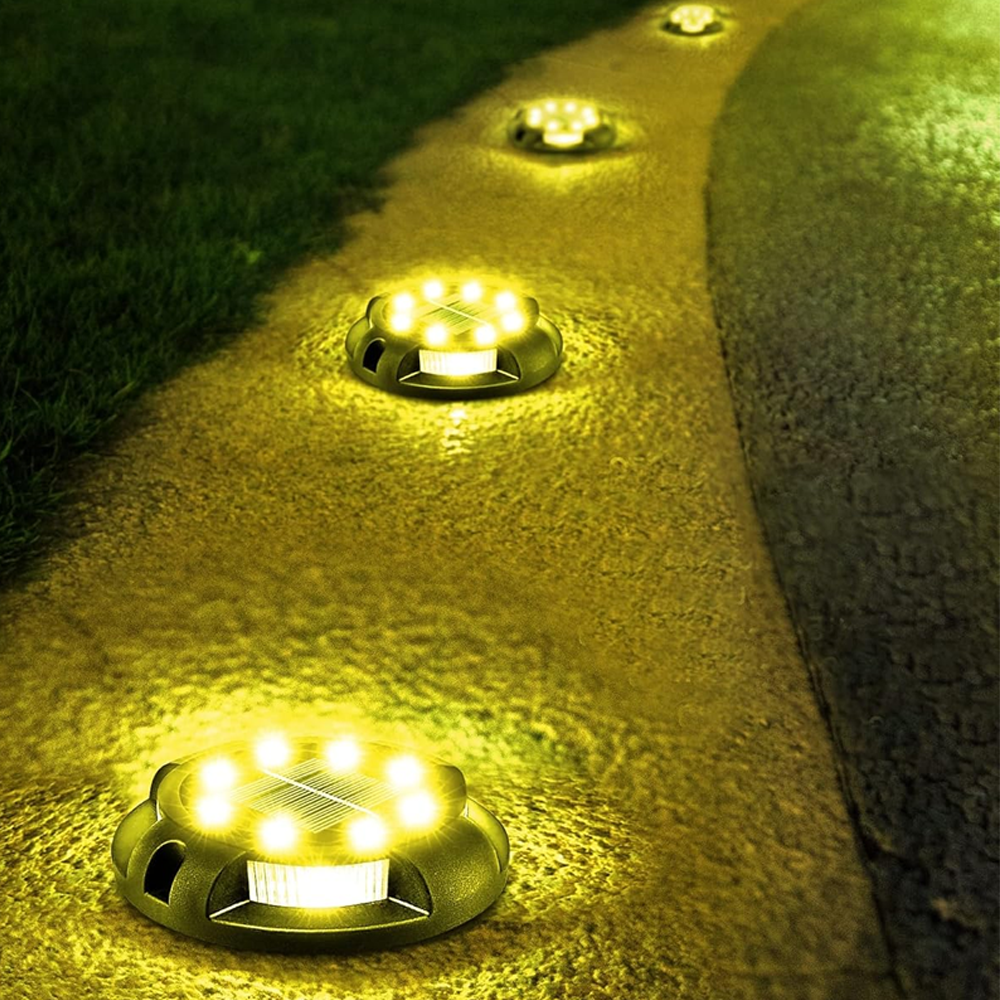 Solar LED Buried ground Recessed Solar Garden Lights for Patio, Yard, Driveway, Long Lasting White Light, Pathway/Step/Walkway Ground Lights (Warm White)