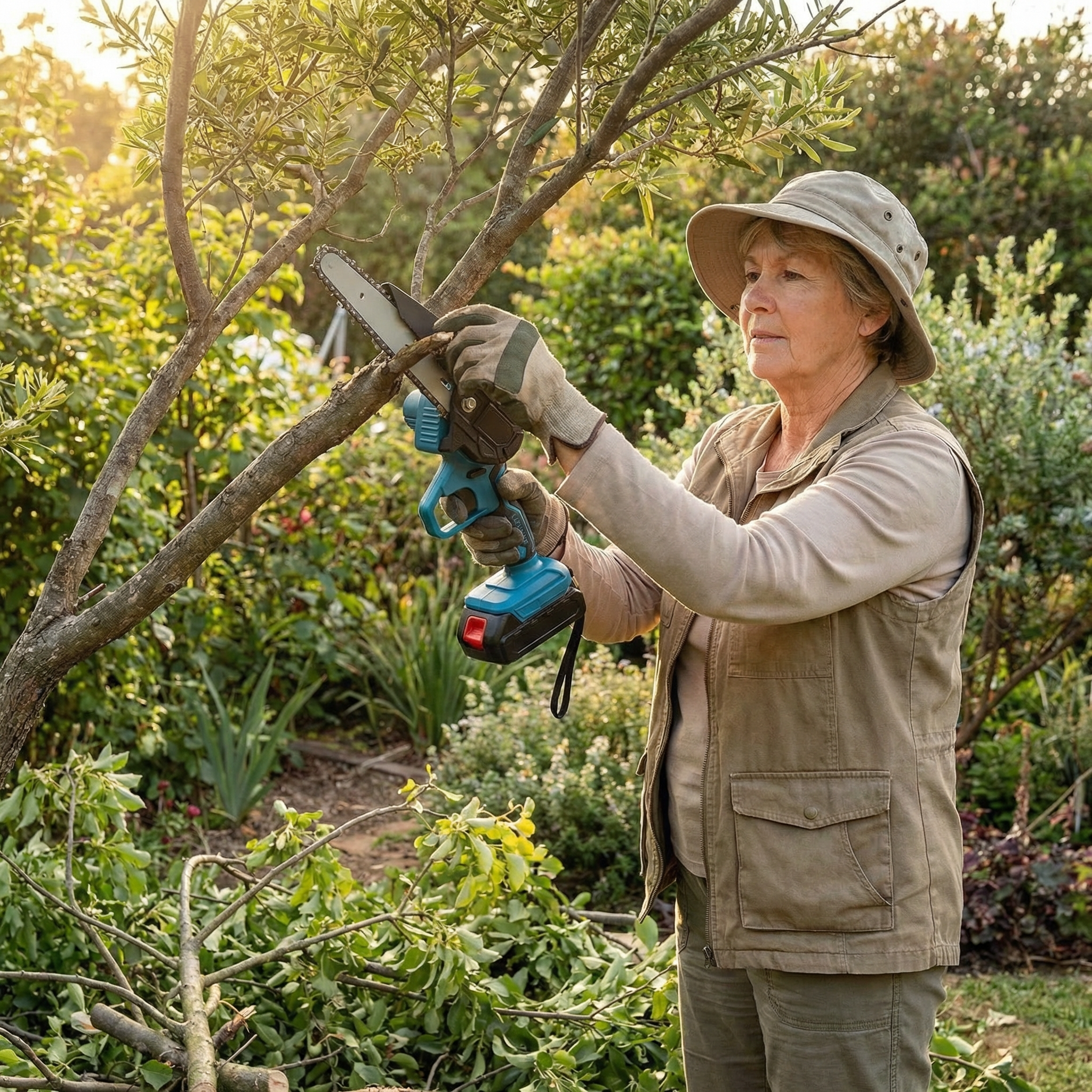 6” Lightweight Mini Chainsaw Kit + 2 Free Batteries