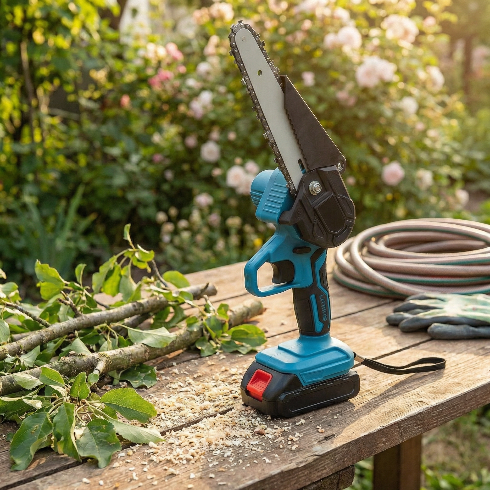 6” Lightweight Mini Chainsaw Kit + 2 Free Batteries