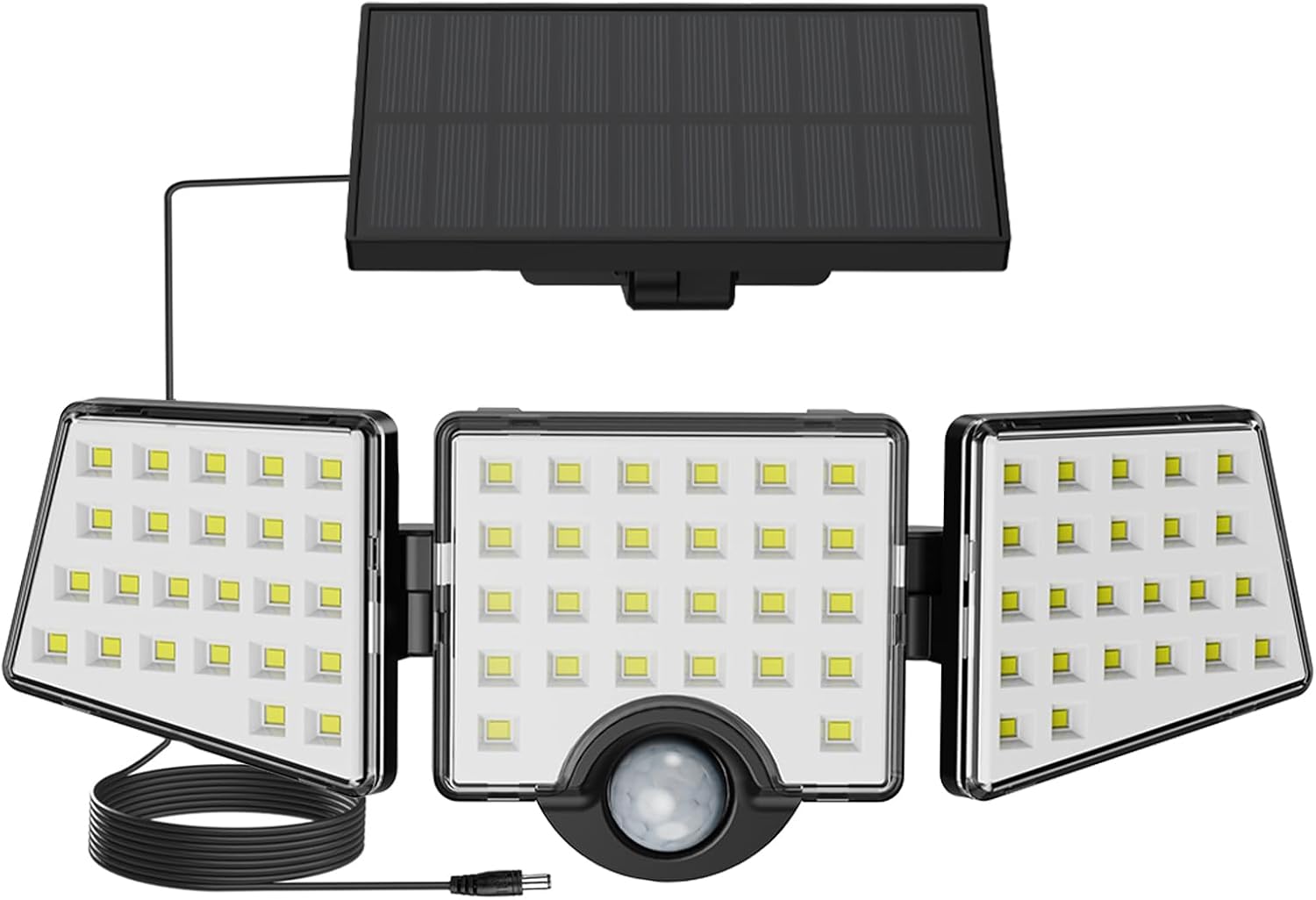Solar Security Lights Outdoor Motion Sensor, 1200LM Solar Flood Lights with Separate Solar Panel, IP65 Waterproof, Adjustable 3Heads, Solar Pir Wall Lights for Yard Garage Pathway