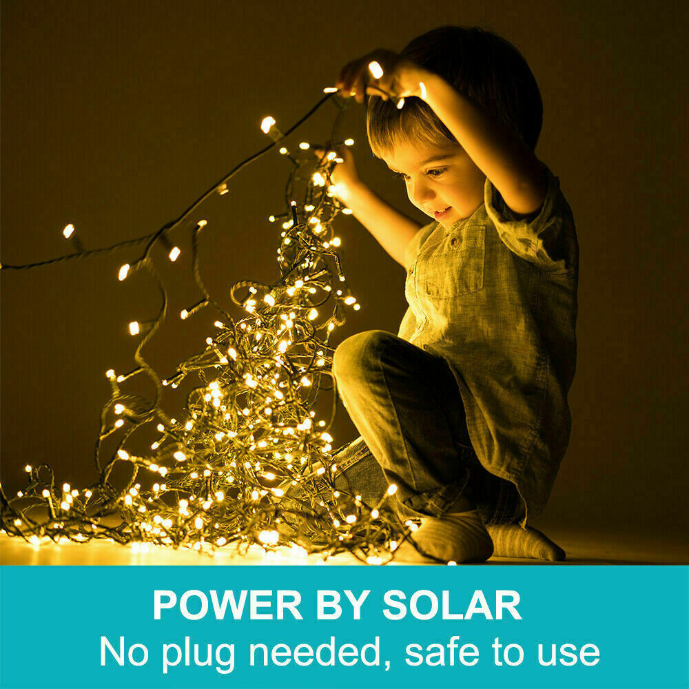 Solar Garland Fairy String Lights 100/200/500 LED Outdoor Garden Christmas Party