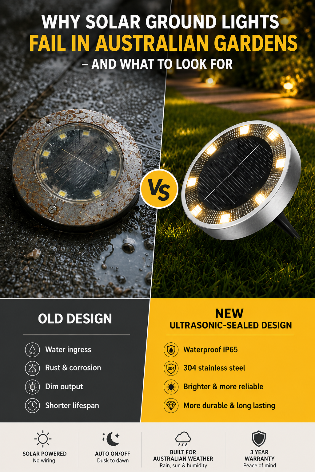 Why Solar Ground Lights Fail in Australian Gardens – And What to Look For