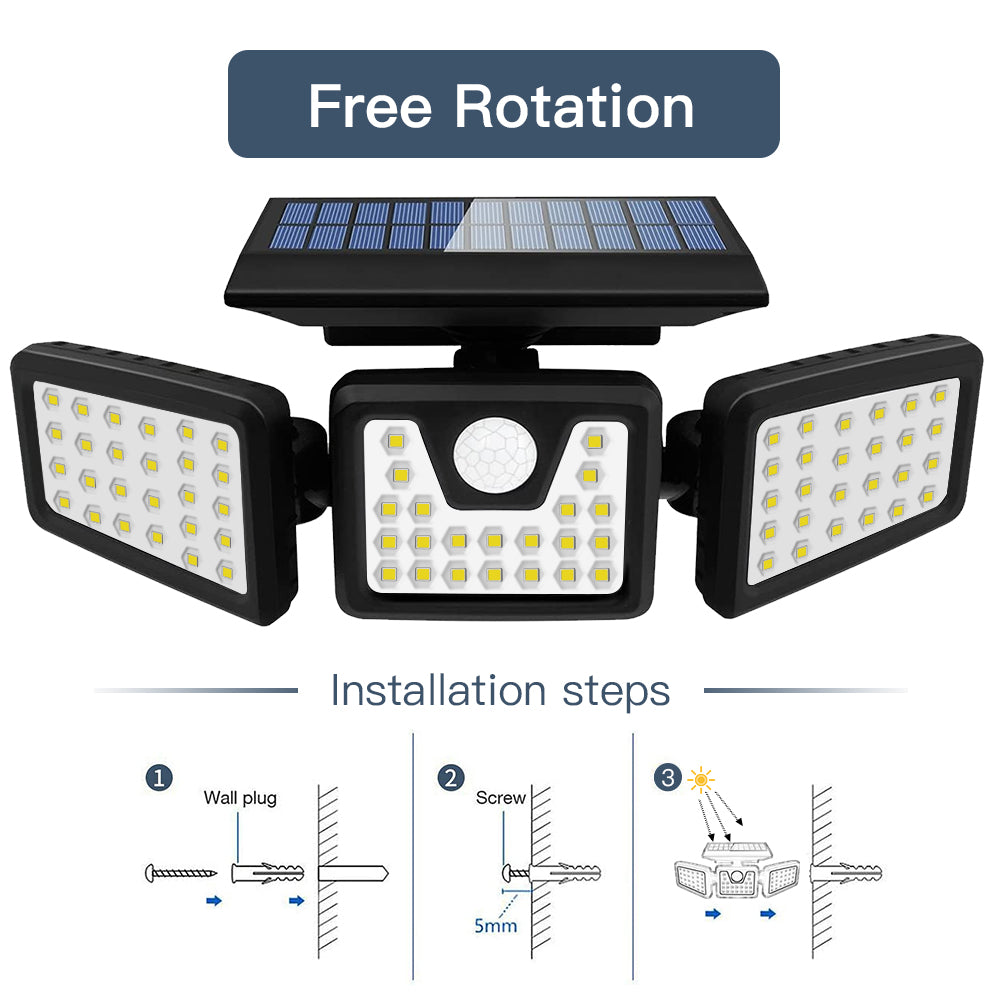 3-Head Solar Motion Light Solar Wall Lights LED Motion Light