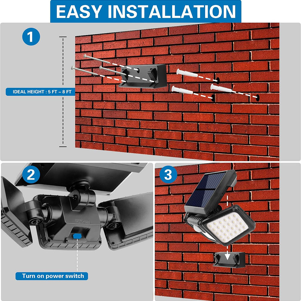 3-Head Solar Motion Light Solar Wall Lights LED Motion Light