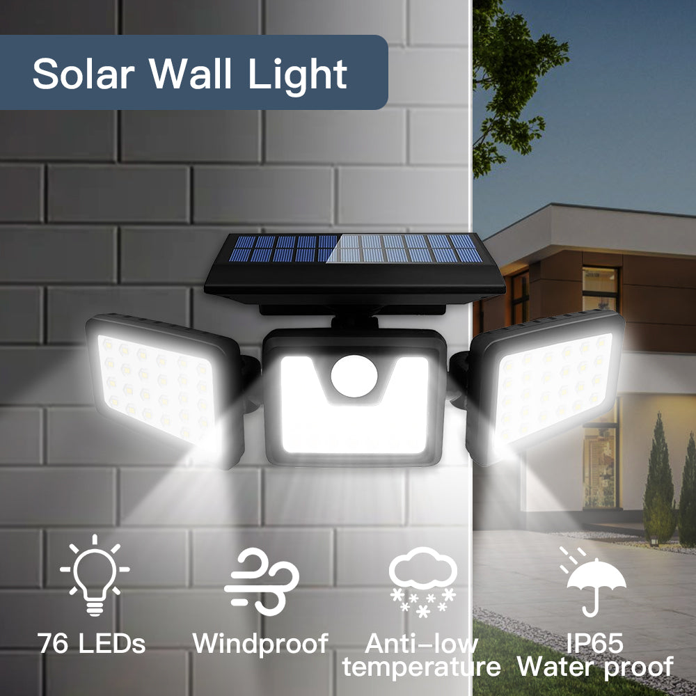 3-Head Solar Motion Light Solar Wall Lights LED Motion Light
