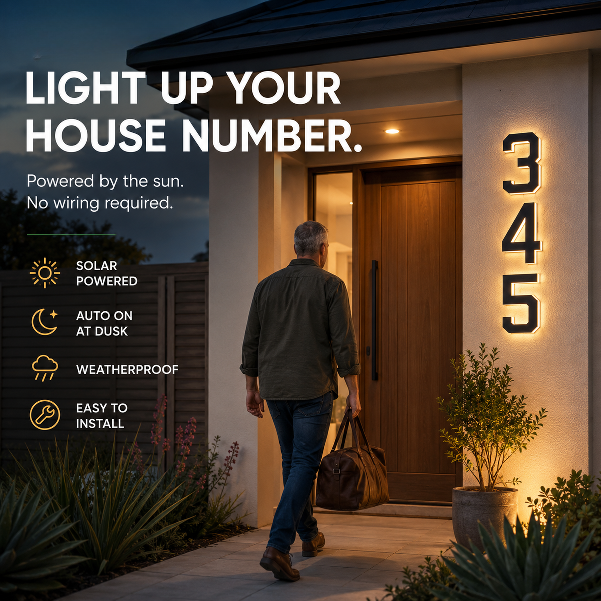 Solar House Number Lights Australia | LED Address Numbers