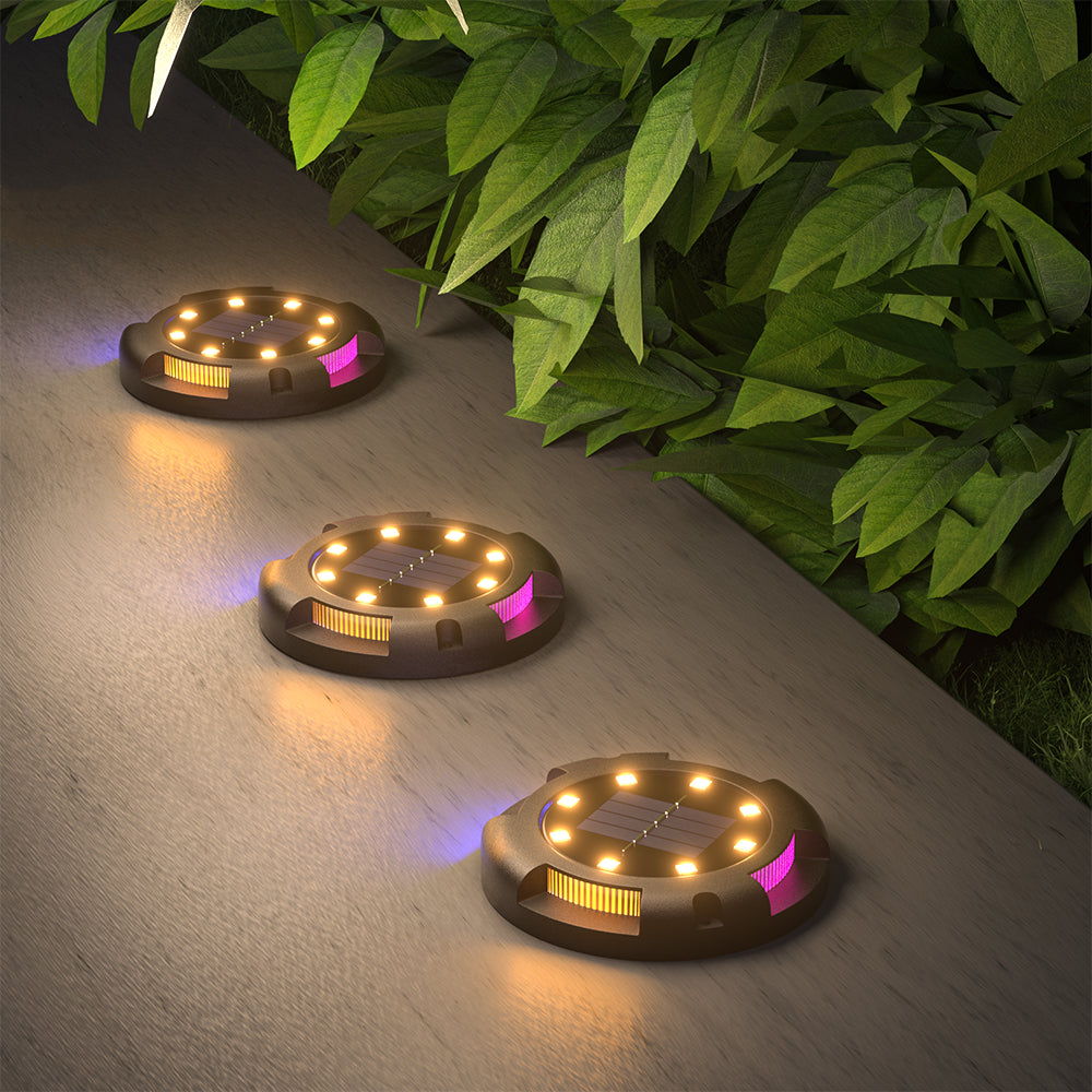 Solar LED Buried ground Recessed Solar Garden Lights for Patio, Yard, Driveway, Long Lasting White Light, Pathway/Step/Walkway Ground Lights (Warm White)