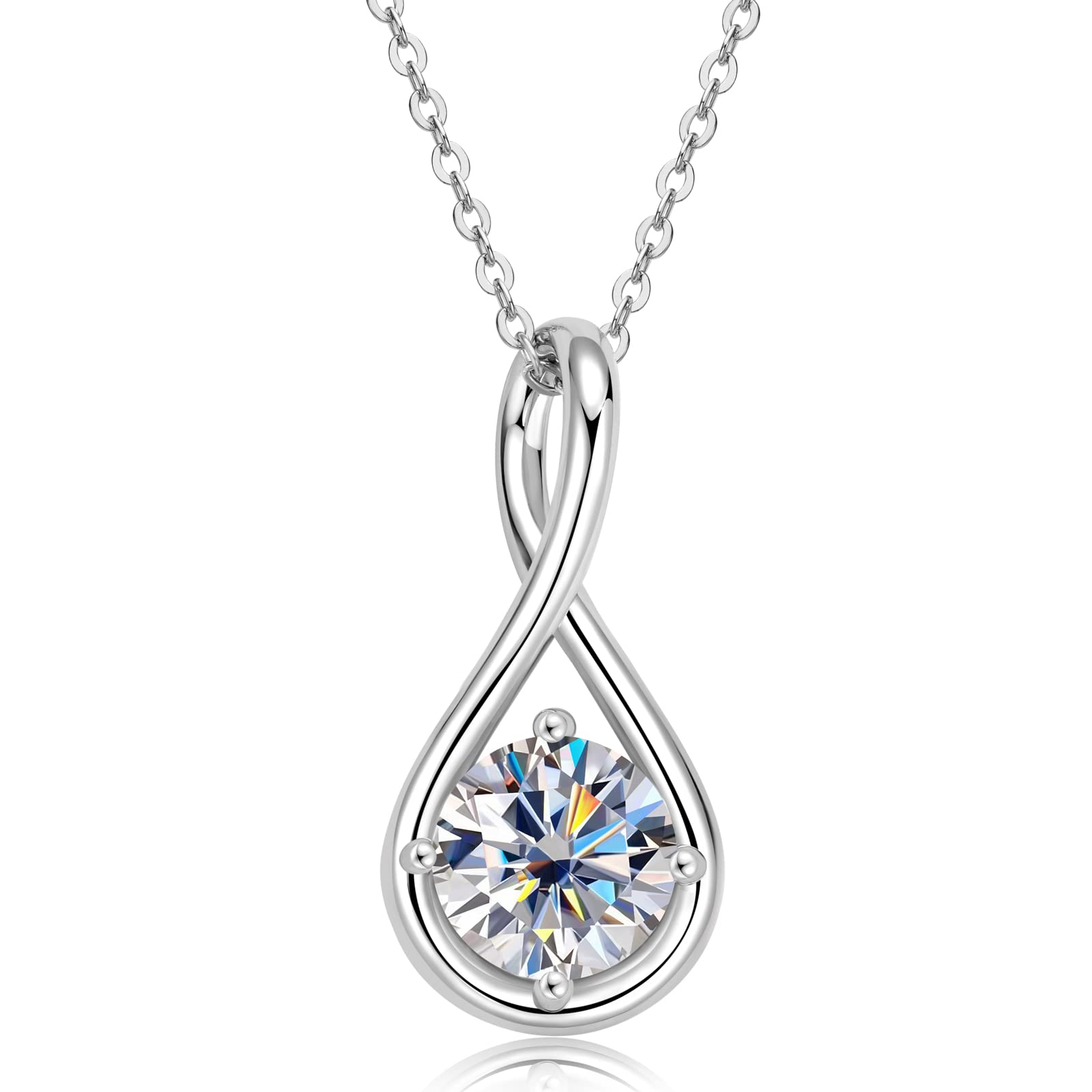 WHEN YOU SPEND 200 AUD FREE Moissanite Necklaces for Women, 925 Sterling Silver Moissanite Pendant Necklace 2ct D Color VVS1 Clarity, White Gold Plated Dainty Necklace for Women Jewelry Gifts