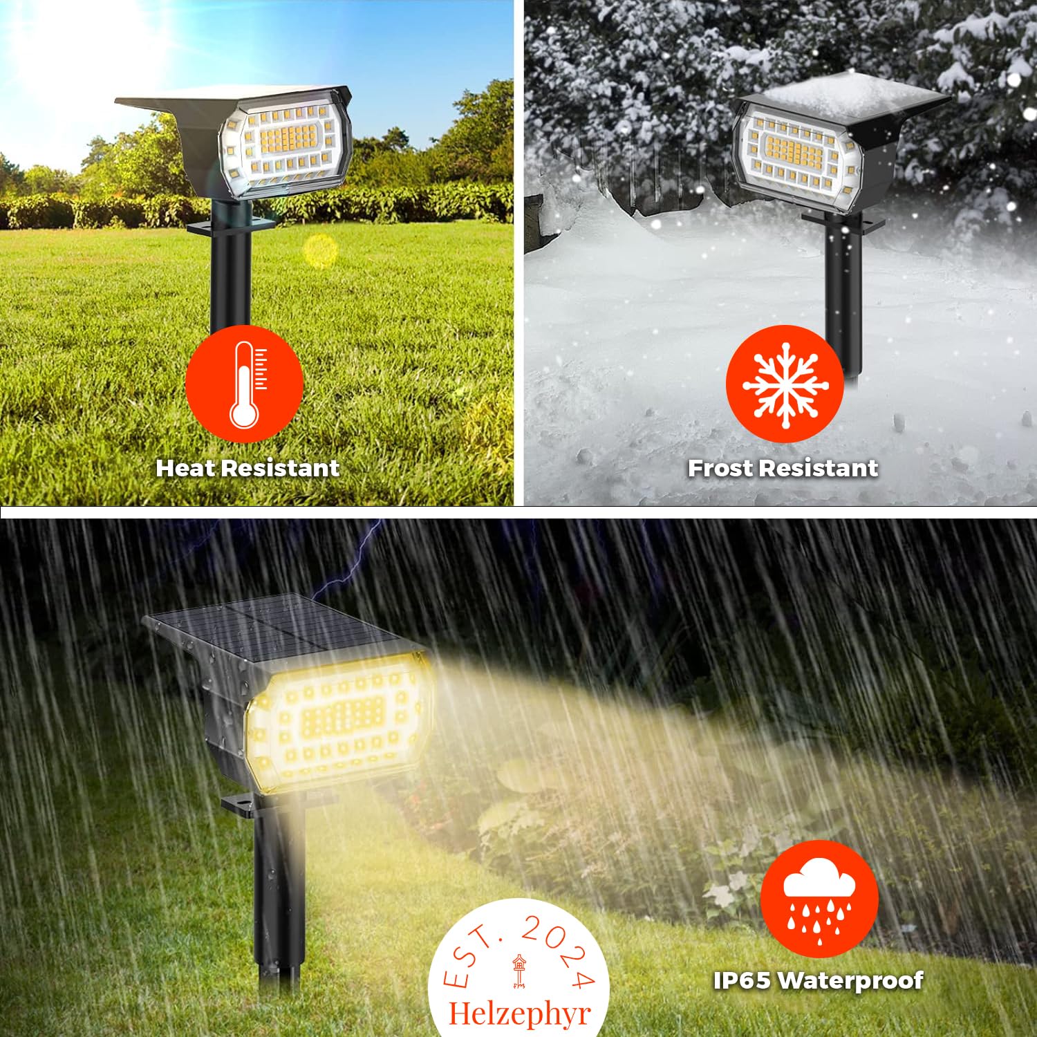 Solar Landscape Spot Lights Outdoor, IP65 Waterproof, Lights for Garden Gate Yard Garage Pathway Outside with 3 Lighting Modes [Warm White]