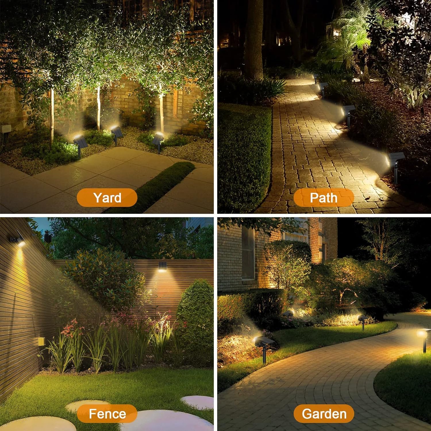 Solar Landscape Spot Lights Outdoor, IP65 Waterproof, Lights for Garden Gate Yard Garage Pathway Outside with 3 Lighting Modes [Warm White]