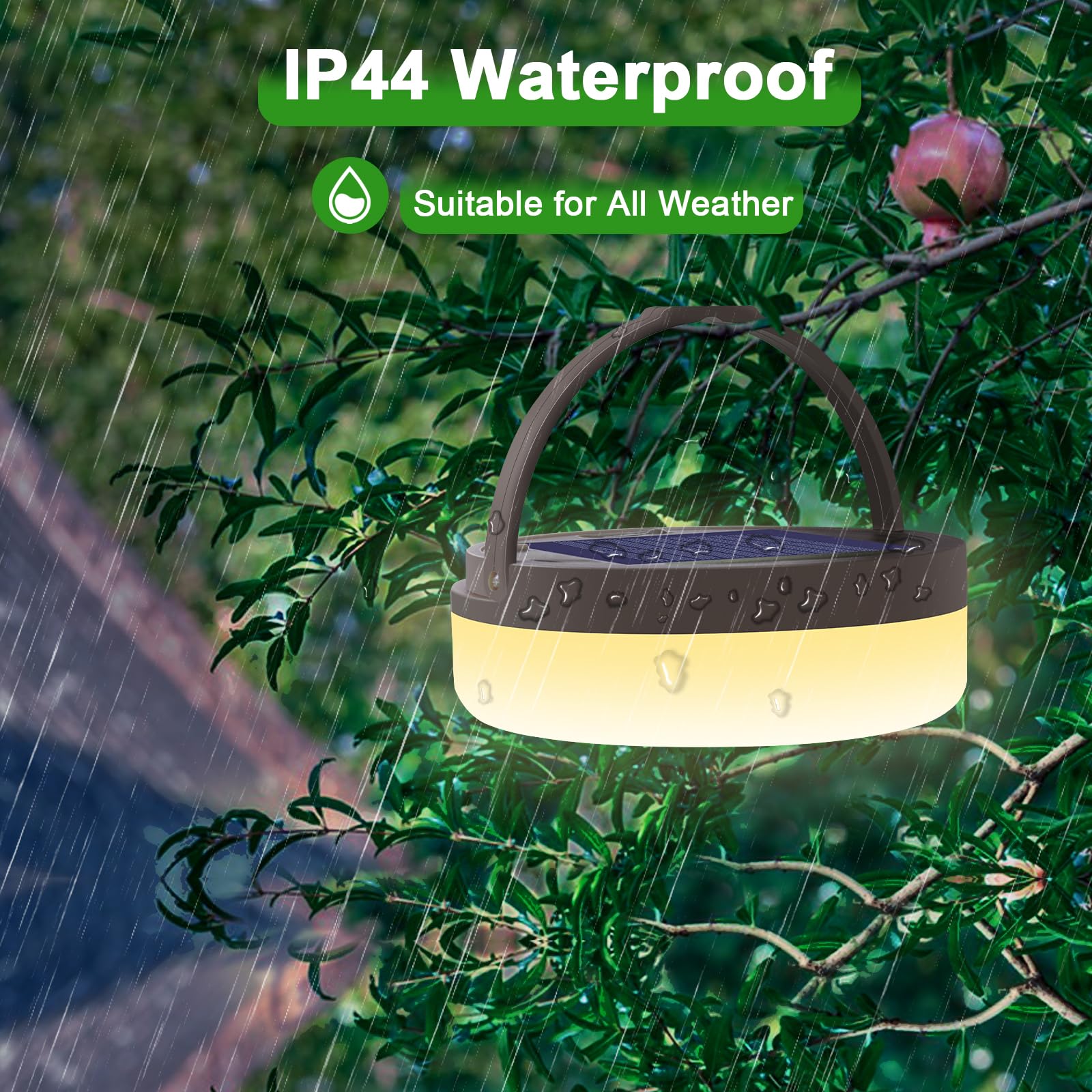 Solar Camping String Light, 12.8 M  Solar Portable Waterproof Camping Lights with Remote, USB Type-C Rechargeable Portable Camping Lights with 8 Lighting Modes for Garden Party Decorations