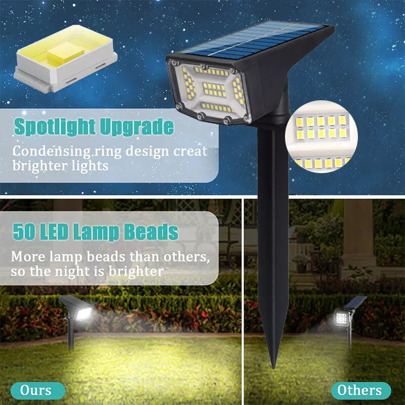 Solar Landscape Spot Lights Outdoor, IP65 Waterproof, Lights for Garden Gate Yard Garage Pathway Outside with 3 Lighting Modes [Warm White]