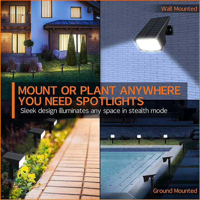 Solar Landscape Spot Lights Outdoor, IP65 Waterproof, Lights for Garden Gate Yard Garage Pathway Outside with 3 Lighting Modes [Warm White]