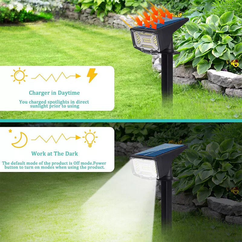 Solar Landscape Spot Lights Outdoor, IP65 Waterproof, Lights for Garden Gate Yard Garage Pathway Outside with 3 Lighting Modes [Warm White]