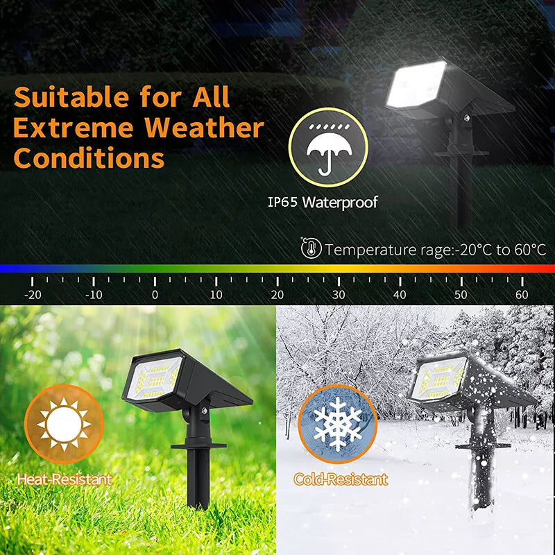Solar Landscape Spot Lights Outdoor, IP65 Waterproof, Lights for Garden Gate Yard Garage Pathway Outside with 3 Lighting Modes [Warm White]