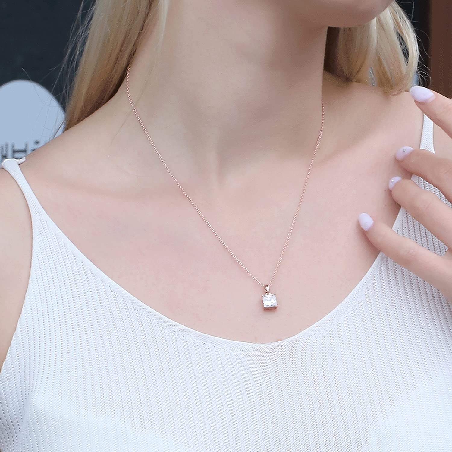 WHEN YOU SPEND 350 AUD FREE Silver/14K Gold/Rose Gold Plated Cubic Zirconia Necklace,Dainty Infinity Simulated Diamond Pendant Necklace for Women Jewelry Gift Bridesmaid Necklace