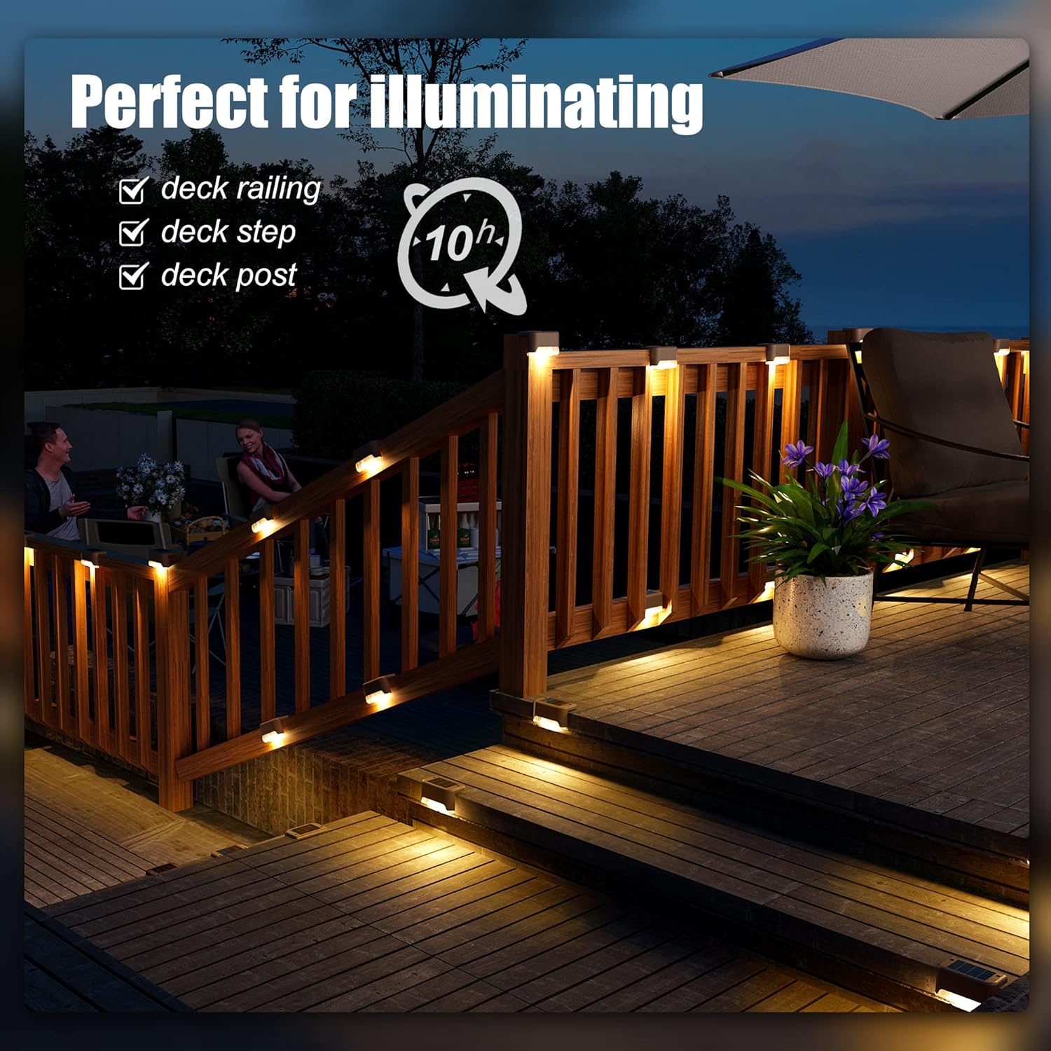 Solar Deck Lights Outdoor Led 12 Pack,Outdoor Lights Waterproof Solar Step Lights for Step, Yard, Fence, Patio(Warm White)