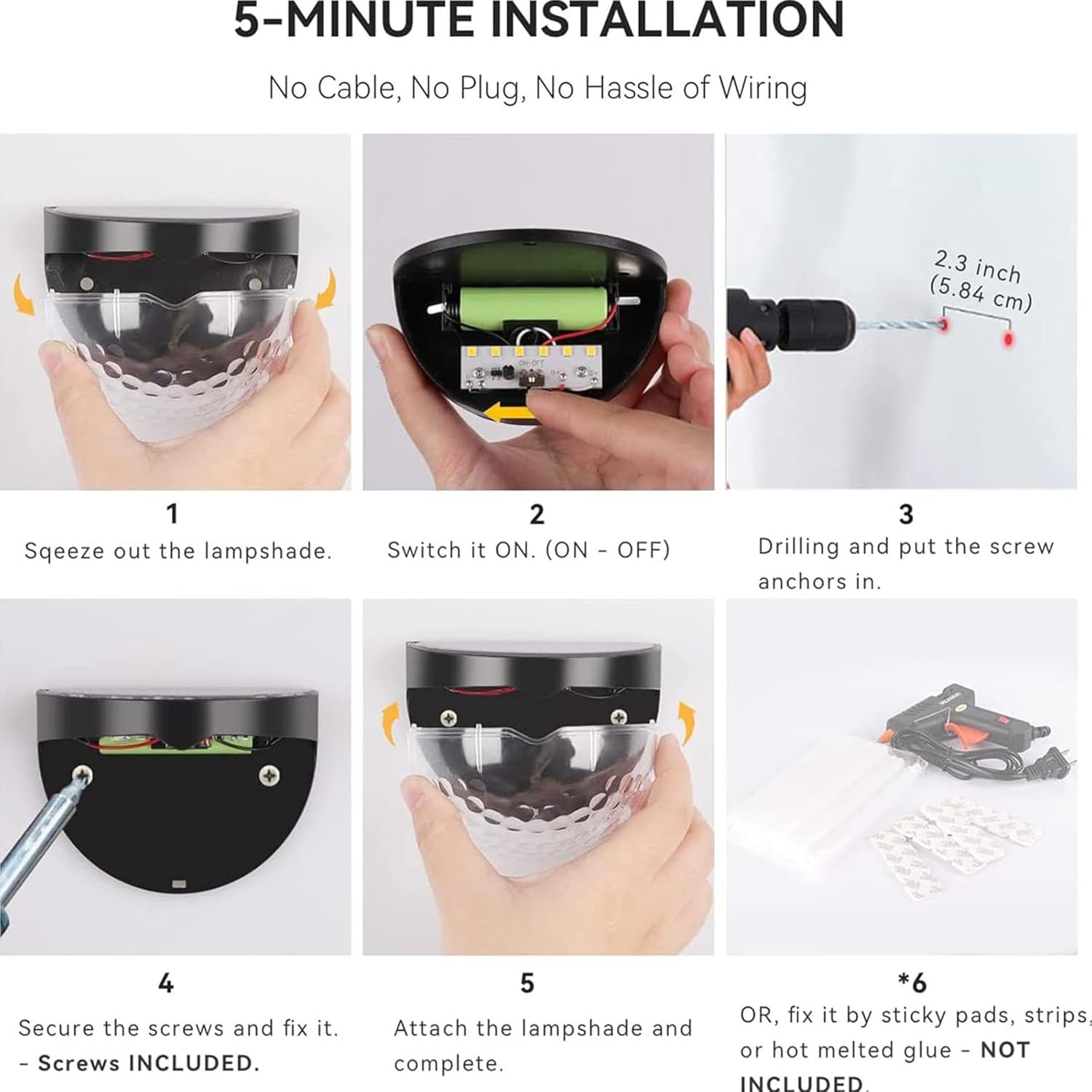 2/4/8PCS 6 LED Warm White  Solar Fence Lights Outdoor Wall Garden Patio Pathway Stairs Ste