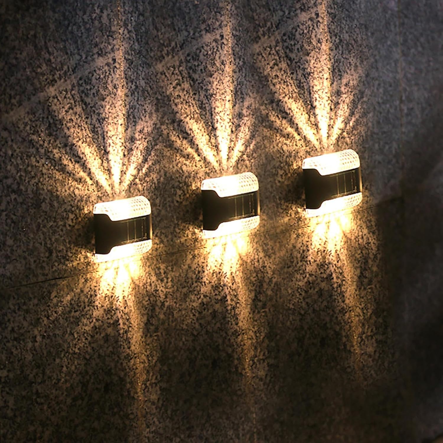 Solar Outdoor Wall Light - Waterproof Solar Fence and Wall Lighting, 4 Pieces Long Life LED Light for Garden, Patio, Fence, Landscaping