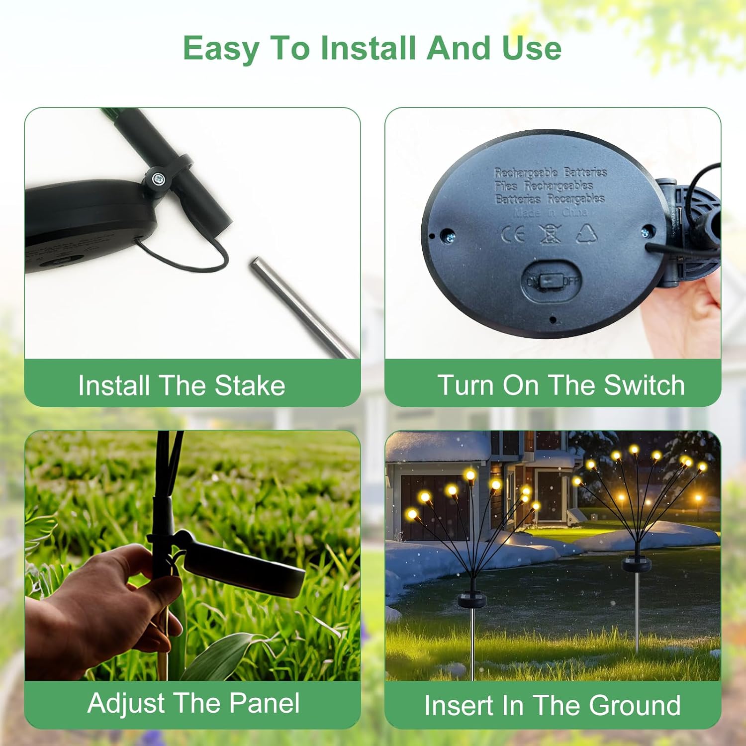 Solar Firefly Light Outdoor Garden Swaying LED Lamp Waterproof Landscape lawn