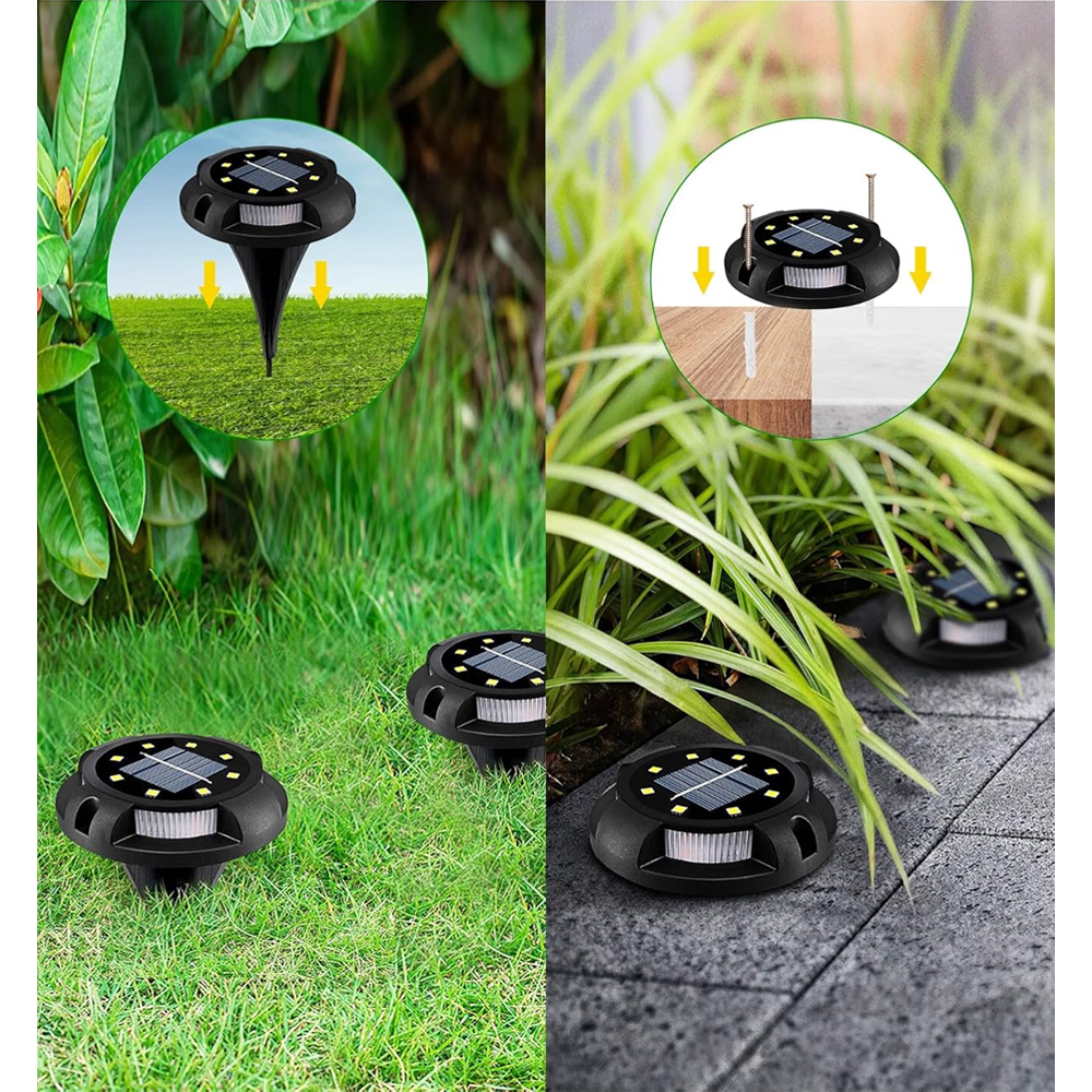 Solar LED Buried ground Recessed Solar Garden Lights for Patio, Yard, Driveway, Long Lasting White Light, Pathway/Step/Walkway Ground Lights (Warm White)