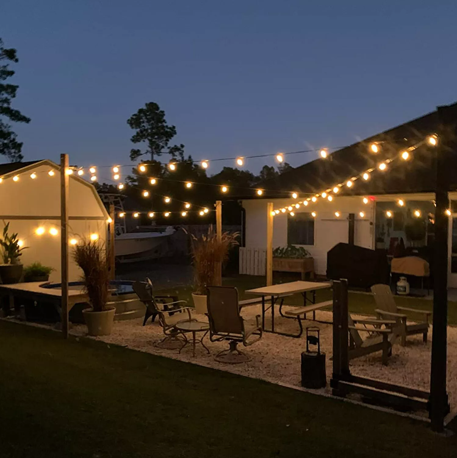 15LED 48FT Solar Festoon String Lights Wedding Party Lights WaterProof Outdoor