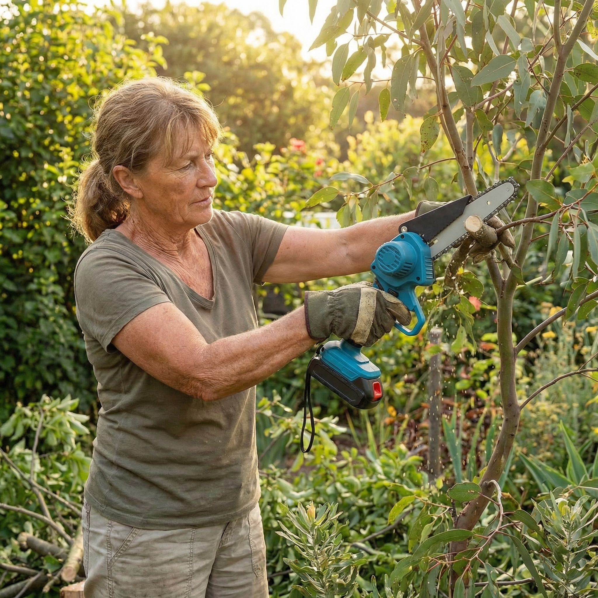 6” Lightweight Mini Chainsaw Kit + 2 Free Batteries