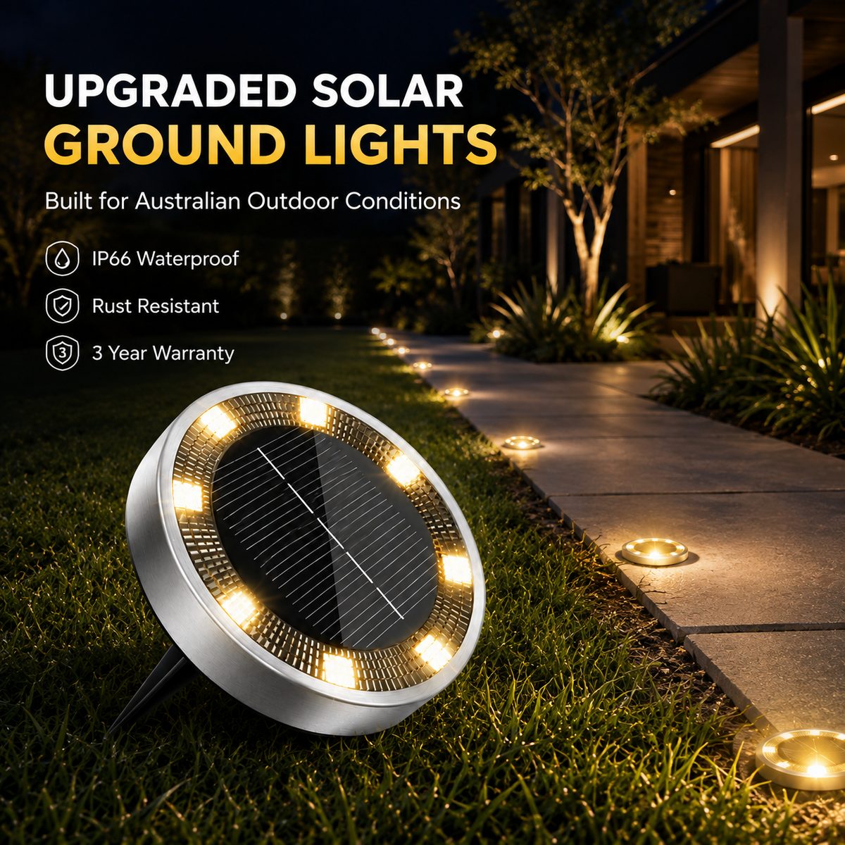 Solar Ground Lights Australia | Waterproof Outdoor Garden Pathway Lights