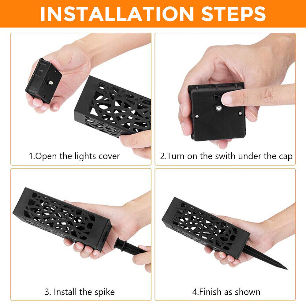 4 Pcs LED Solar Garden Ground Lights Sensor Light Patio Lawn Lamp Waterproof