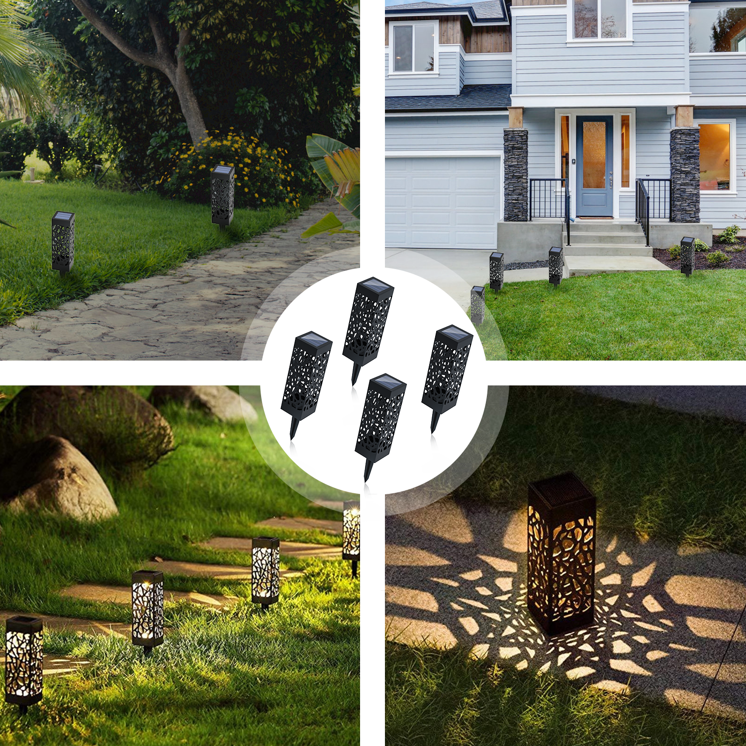 4 Pcs LED Solar Garden Ground Lights Sensor Light Patio Lawn Lamp Waterproof